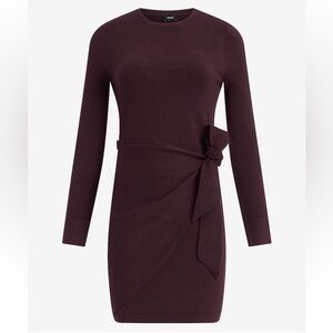 Express crew neck long sleeve wrap mini sweater dress.